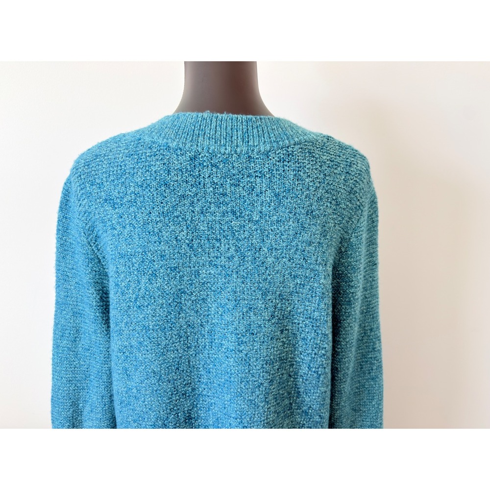 J. Jill Womens Turquoise Blue Marled V-Neck Knit Pullover Sweater Size Large - Picture 8 of 14